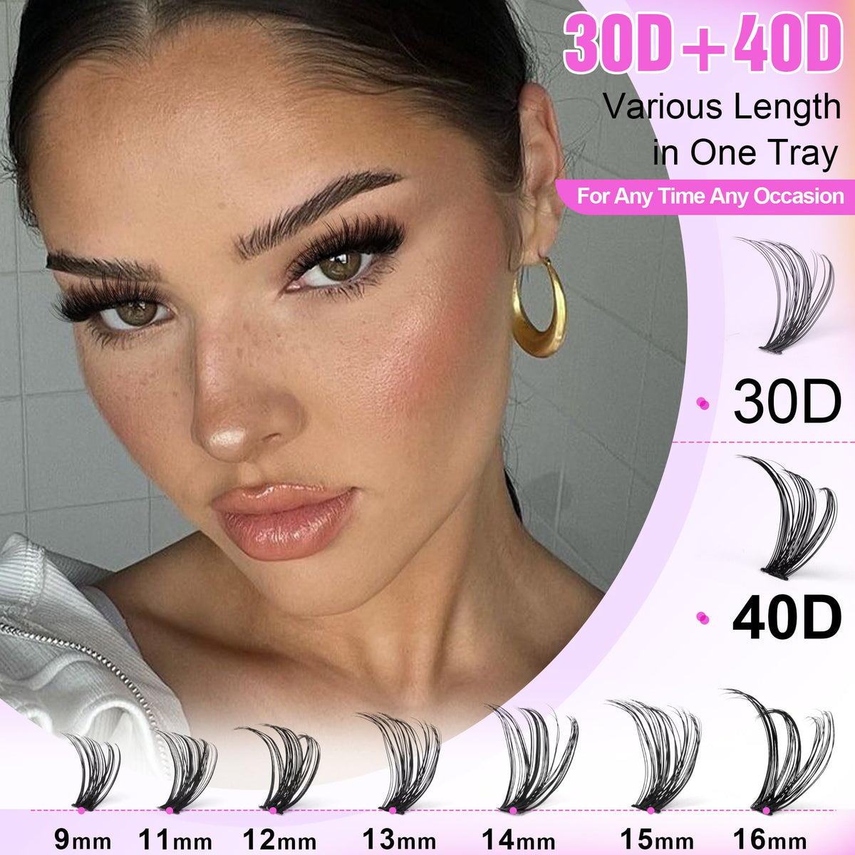 Pawotence Lash Extension Kit DIY 280pcs Lash Clusters Eyelash Extension Kit, 9-16mm 30D 40D Individual Lashes Kit with Lash Bond and Seal, Lash Tweezers for Self Use (30D&40D, 0.07D, 9-16mm, Kit) Pawotence