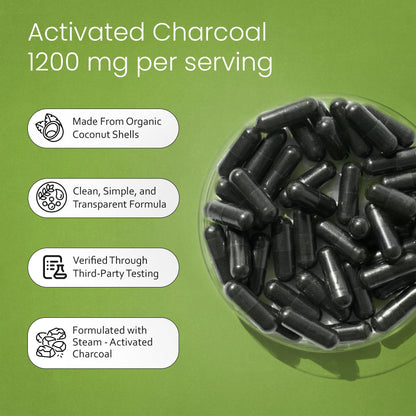 NaturaLife Labs Activated Charcoal 1200 mg per Serving – from Coconut Shells – 100 Veg Capsules – Non-GMO, Gluten-Free, Vegan NaturaLife Labs