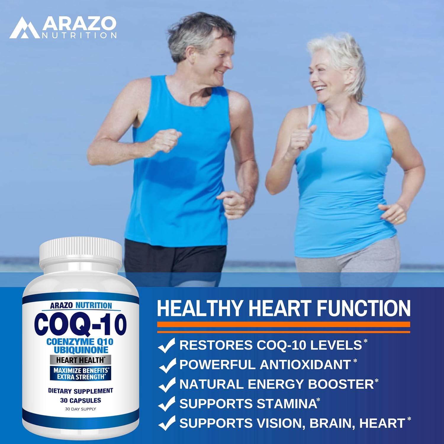 Arazo Nutrition CoQ10 Ubiquinone Coenzyme Q10-200mg Per Serving Maximum Strength Nutritional Supplement - High Absorption Capsules with No Soy Gsupps Australia