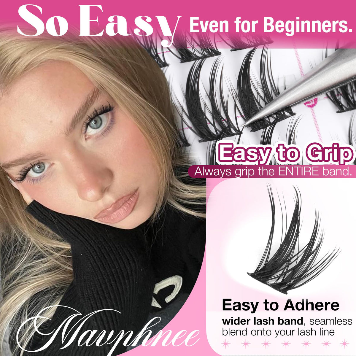Natural Lash Clusters Spiky Eyelash Extensions Wispy Individual Lashes Manga Eyelash Individuals 120 Pcs CC-Curly Cluster Eyelash Extensions 10-16MM Mixed DIY Lash Extensions by Mavphnee Mavphnee