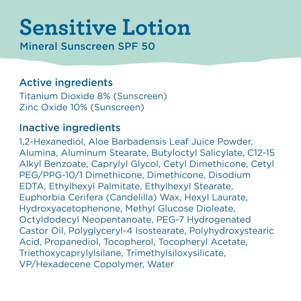 Blue Lizard Sensitive Mineral SPF 50 Sunscreen Lotion, 100% Mineral Sunscreen, UVA/UVB Protection, Infused with organic Aloe Vera, Soothes and Hydrates, 5 fl oz BLUE LIZARD