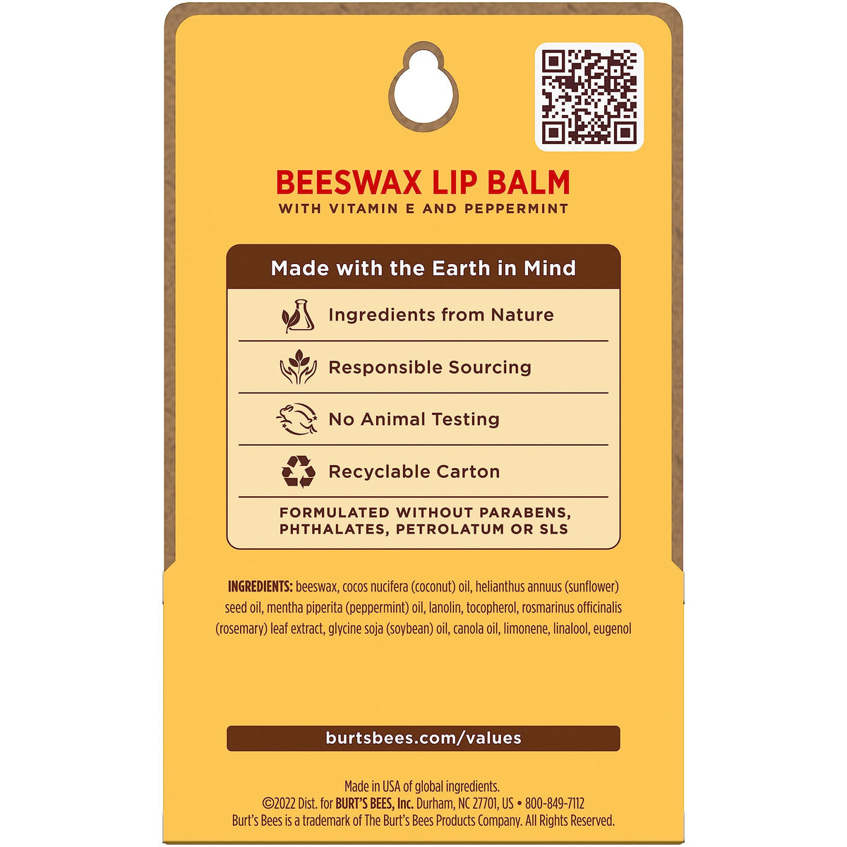 Burt's Bees Lip Balm, Original Beeswax, 0.15 oz., 2 Tubes Burt's Bees