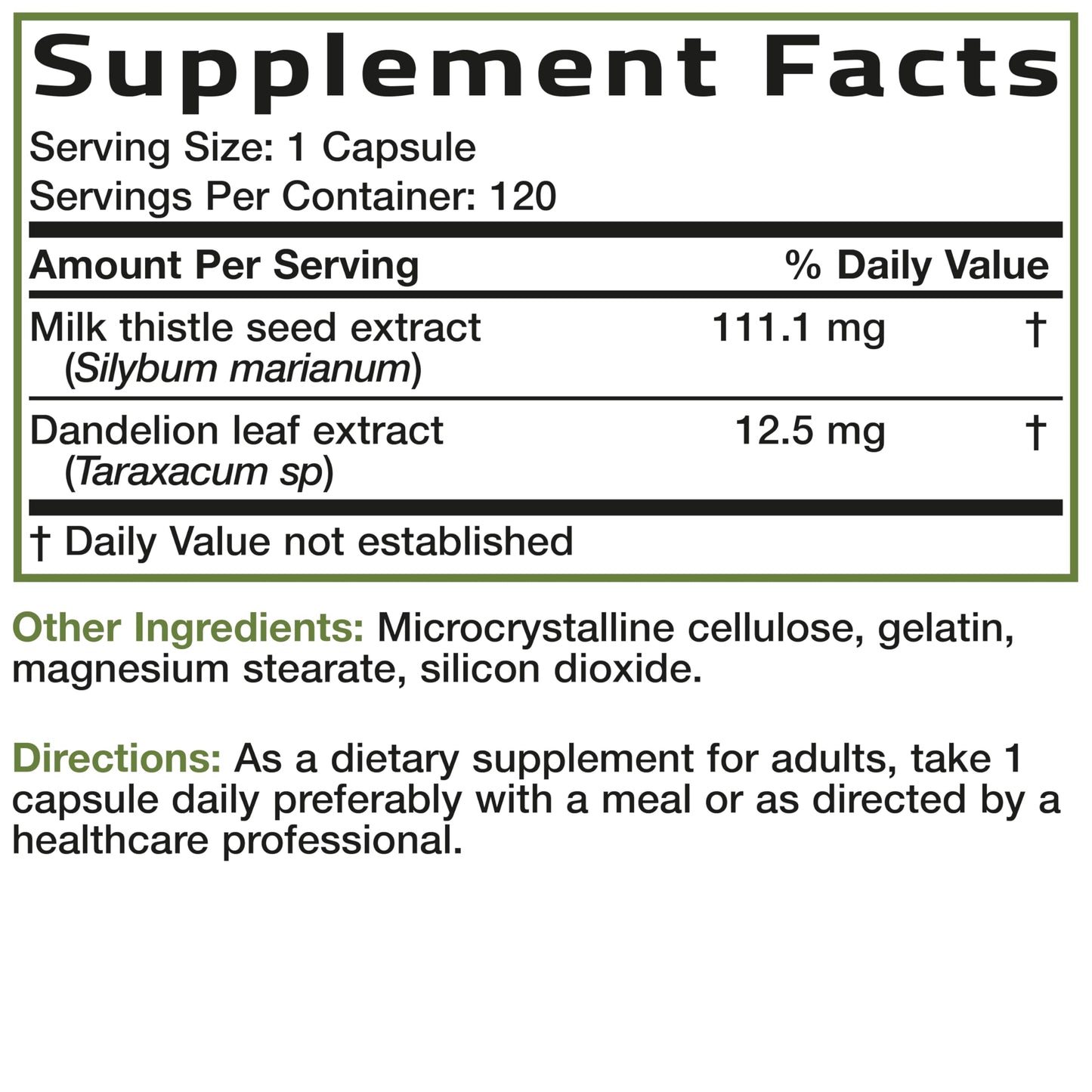 Bronson Milk Thistle Silymarin Marianum & Dandelion Extract Liver Health Support, Antioxidant Support, Detox, 120 Capsules Bronson