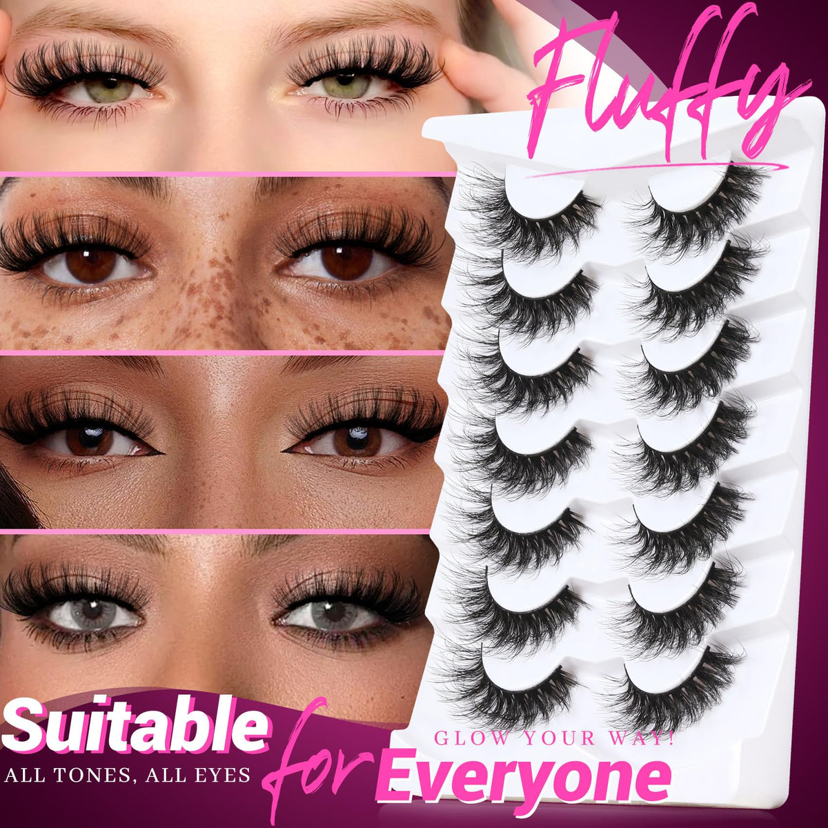 Veleasha Lashes Strips Fluffy Eyelashes Wispy Volume Cat Eye Lashes (804) Veleasha