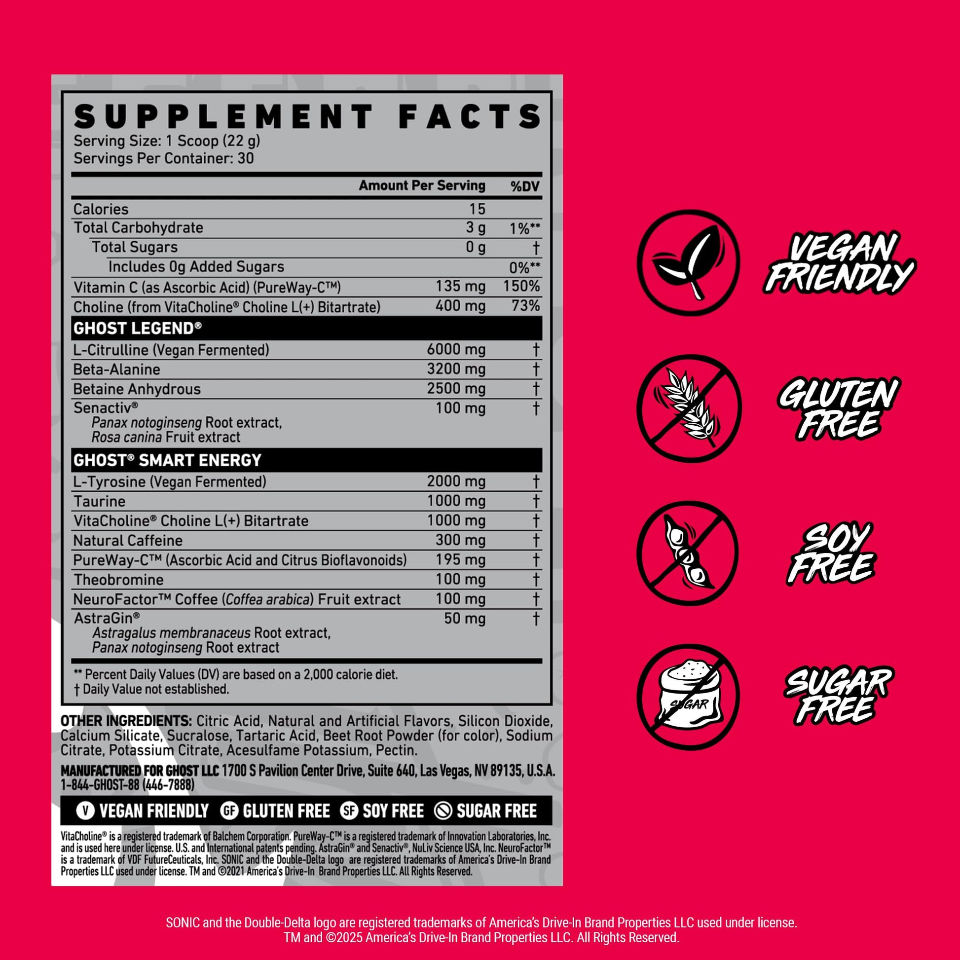 GHOST Legend Pre Workout Powder, Sonic Cherry Limeade - 30 Servings – Pre-Workout for Men & Women with Choline, L-Citrulline, GHOST buy australia supplements