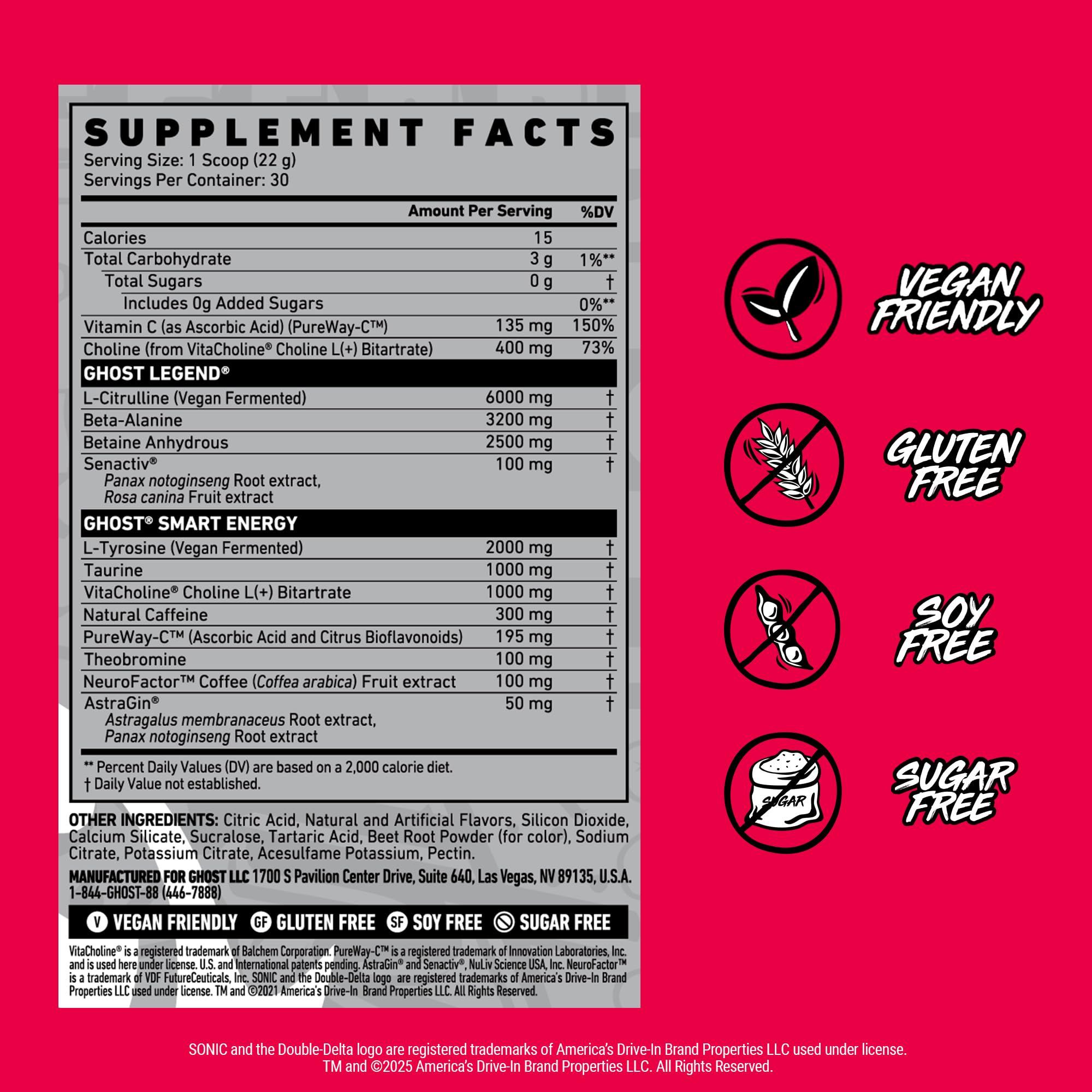 GHOST Legend Pre Workout Powder, Sonic Cherry Limeade - 30 Servings – Pre-Workout for Men & Women with Choline, L-Citrulline, GHOST buy australia supplements