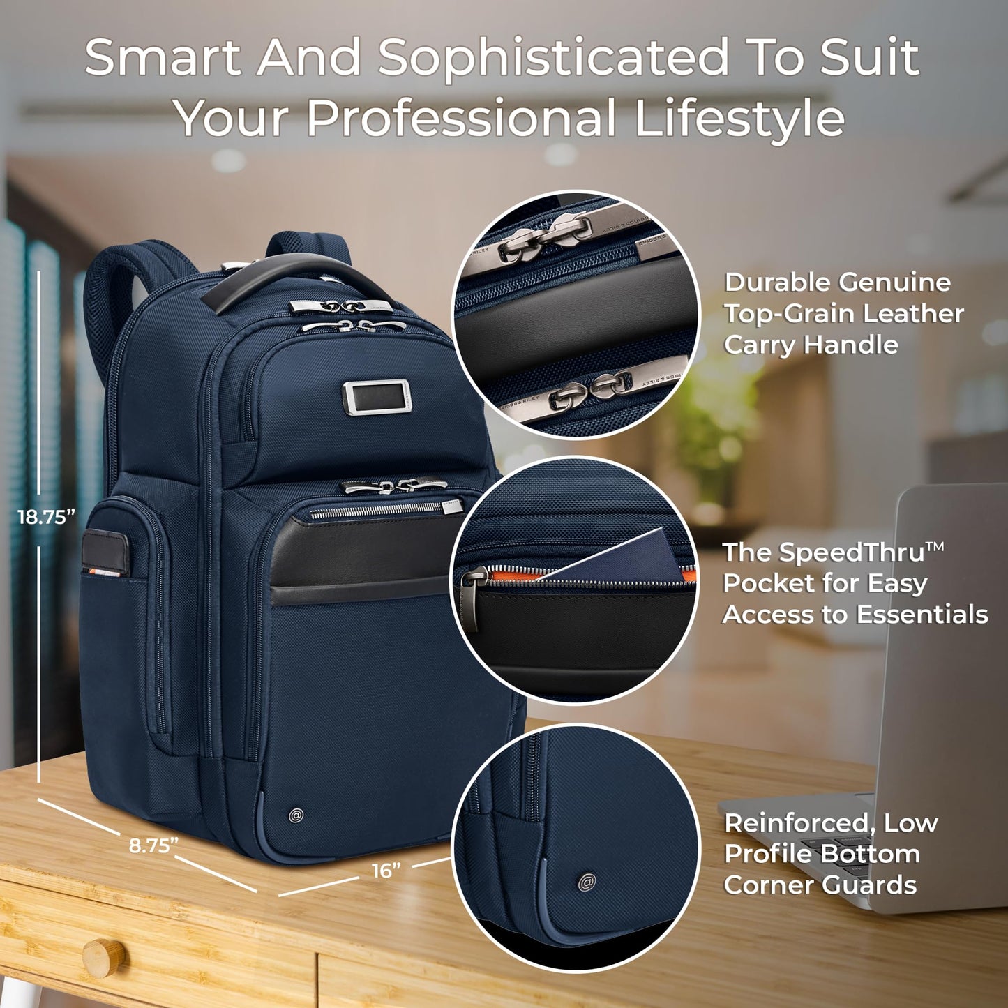 Briggs & Riley Medium Cargo Backpack for Women & Men - Laptop Backpack, For Work & Travel, Lightweight & Durable, Padded Straps, Fits up to 15" Laptop - @work Collection, Black Gsupps Australia