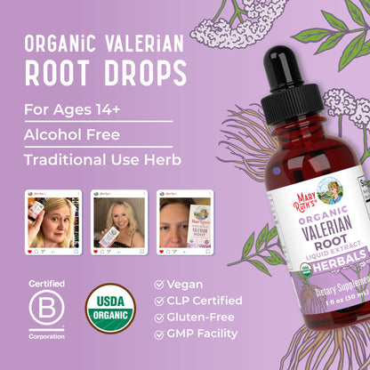 MARYRUTH'S Organics Valerian Root Liquid Drops | 2 Month Supply | Sugar Free | USDA Organic Valerian Root Drops | Support Sleep | Calm and Stress Relief MARYRUTH'S