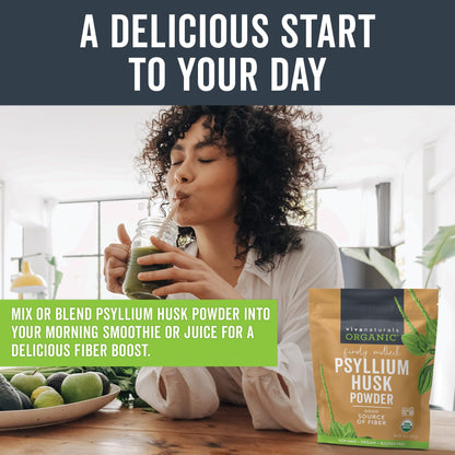 Viva Naturals Organic Psyllium Husk Powder, 24 oz – Finely Ground, Unflavored, Vegan, Keto, Paleo, Non-GMO Plant-Based Superfood, Good Source of Fiber for Gluten-Free Baking, Juices & Smoothies Viva Naturals