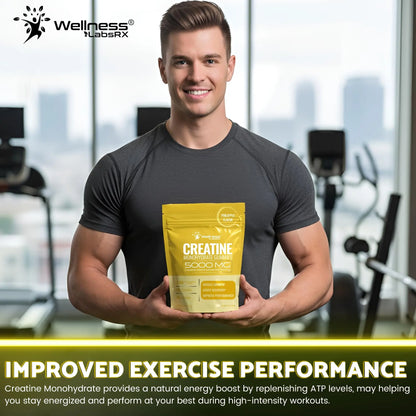 Creatine Gummies 5000mg, 30 Servings Creatine Monohydrate Gummies - Third-Party Tested Creatine for Women, Pineapple Flavor Creatine for Men, Muscle Growth, WELLNESS LABSRX