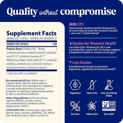 Enzymedica SubCulture Probiotic Supplement for Women - Women's Probiotic for Vaginal & Urinary Health Support, 50 Billion CFU, Supports Immune & Gut Health, Microbiome Balance, Vegetarian - 30 Caps Gsupps Australia