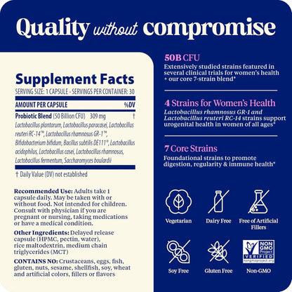 Enzymedica SubCulture Probiotic Supplement for Women - Women's Probiotic for Vaginal & Urinary Health Support, 50 Billion CFU, Supports Immune & Gut Health, Microbiome Balance, Vegetarian - 30 Caps Gsupps Australia