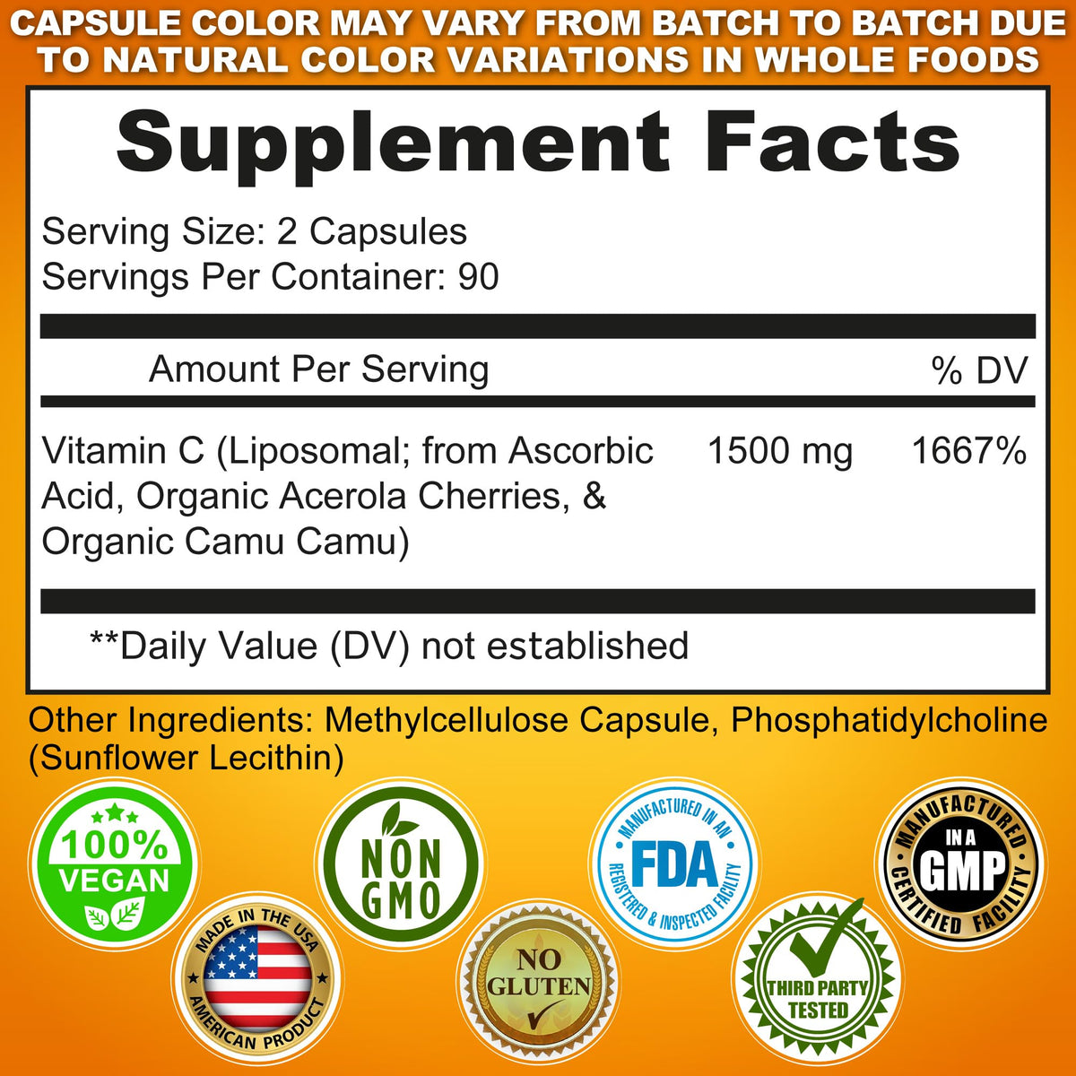 Liposomal Vitamin C Capsules - 1500mg - Made with Organic Acerola Cherries & Camu Camu, High Potency Vitamin C Liposomal - Immune Support Supplement SUPPLEMENTS STUDIO