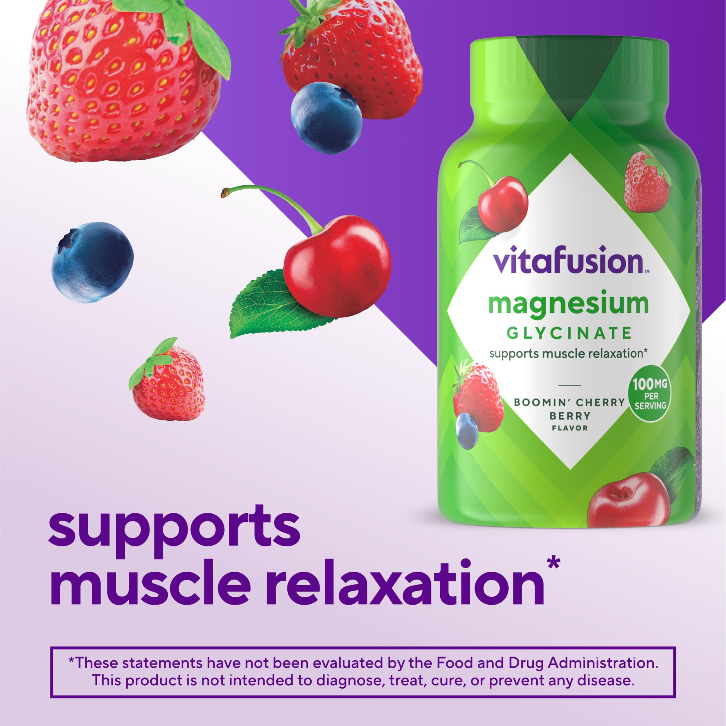 vitafusion Magnesium Glycinate Gummy Supplement, 100 mg per Serving Supports Muscle Relaxation (1) for Adult Women & Men, Boomin’ Cherry Berry Flavor, 60 Count Vitafusion buy australia supplements