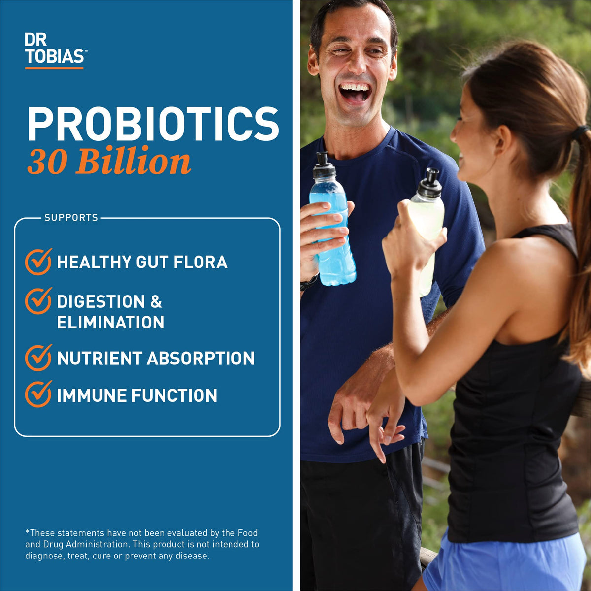 Dr. Tobias Probiotics 30 Billion, 10 Strains, 30 Billion CFU's, Targeted Release Probiotics for Women & Men, Supports Digestive Health, Shelf-Stable, Dr. Tobias