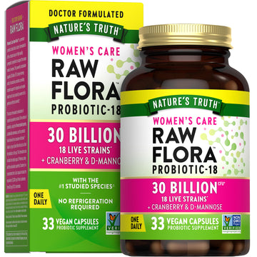 Raw Flora Probiotics for Women | 30 Billion CFU | 33 Capsules | with Cranberry and D-Mannose | Vegan, Non-GMO & Gluten Free Supplement Nature's Truth buy australia supplements