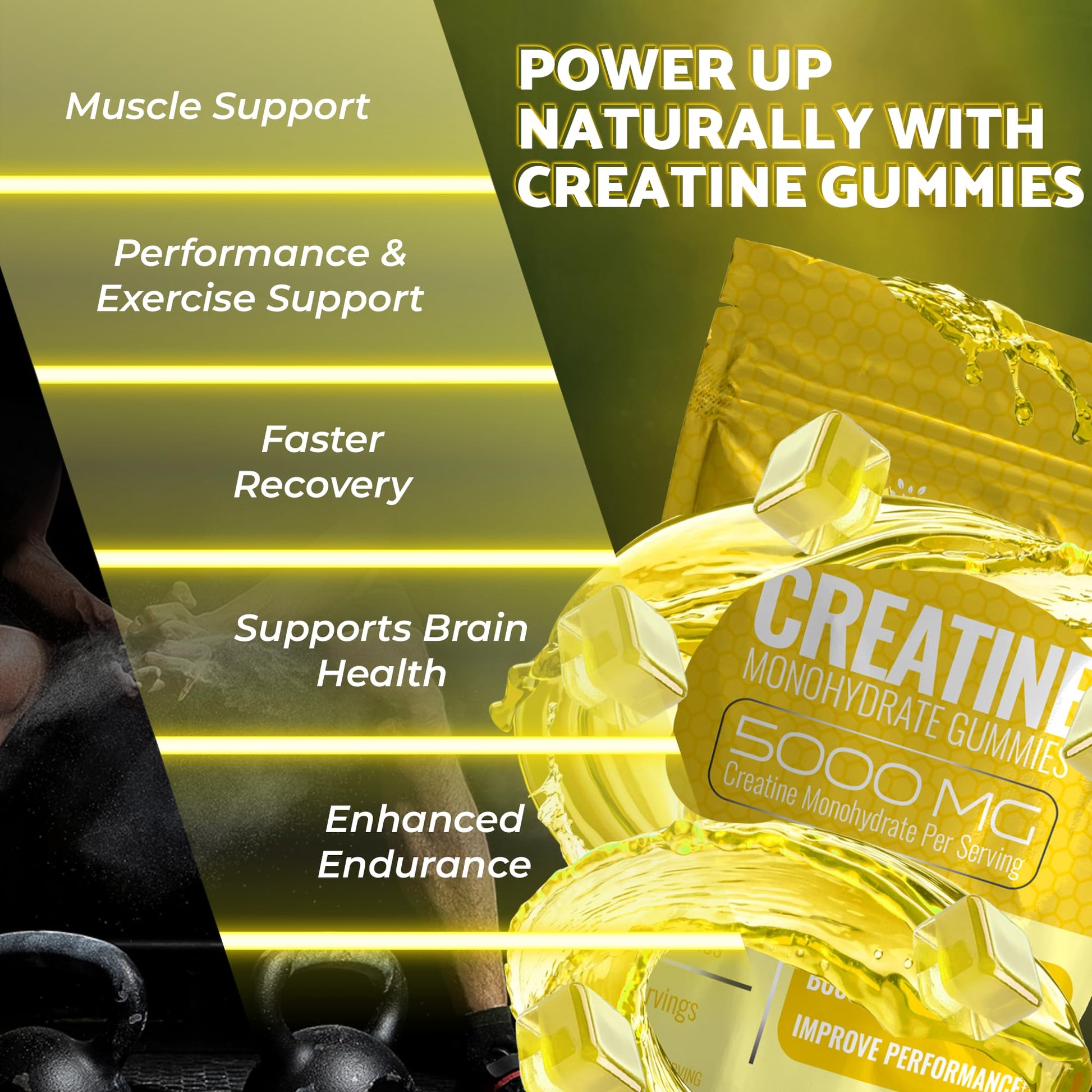 Creatine Gummies 5000mg, 30 Servings Creatine Monohydrate Gummies - Third-Party Tested Creatine for Women, Pineapple Flavor Creatine for Men, Muscle Growth, WELLNESS LABSRX buy australia supplements