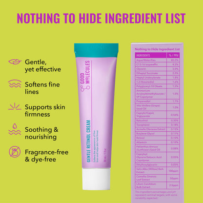 Good Molecules Gentle Retinol Cream, Retinol Night Cream for Face, 1 fl oz Good Molecules