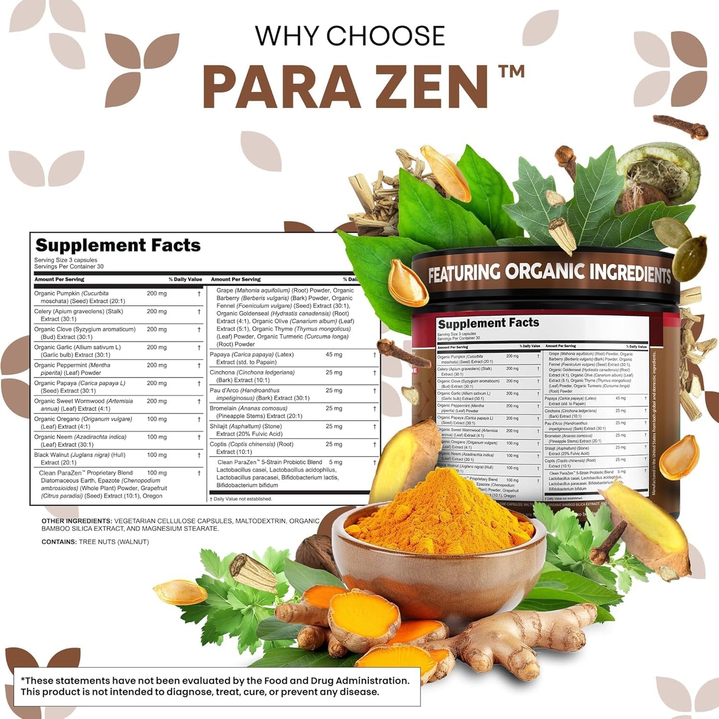 Clean Nutra Wormwood Black Walnut Pumpkin Seed Clove Oil Celery Garlic Grape Papaya Neem Diatomaceous Earth Womens Probiotic Gut Health Cleanse Detox Oregano Clean Nutraceuticals