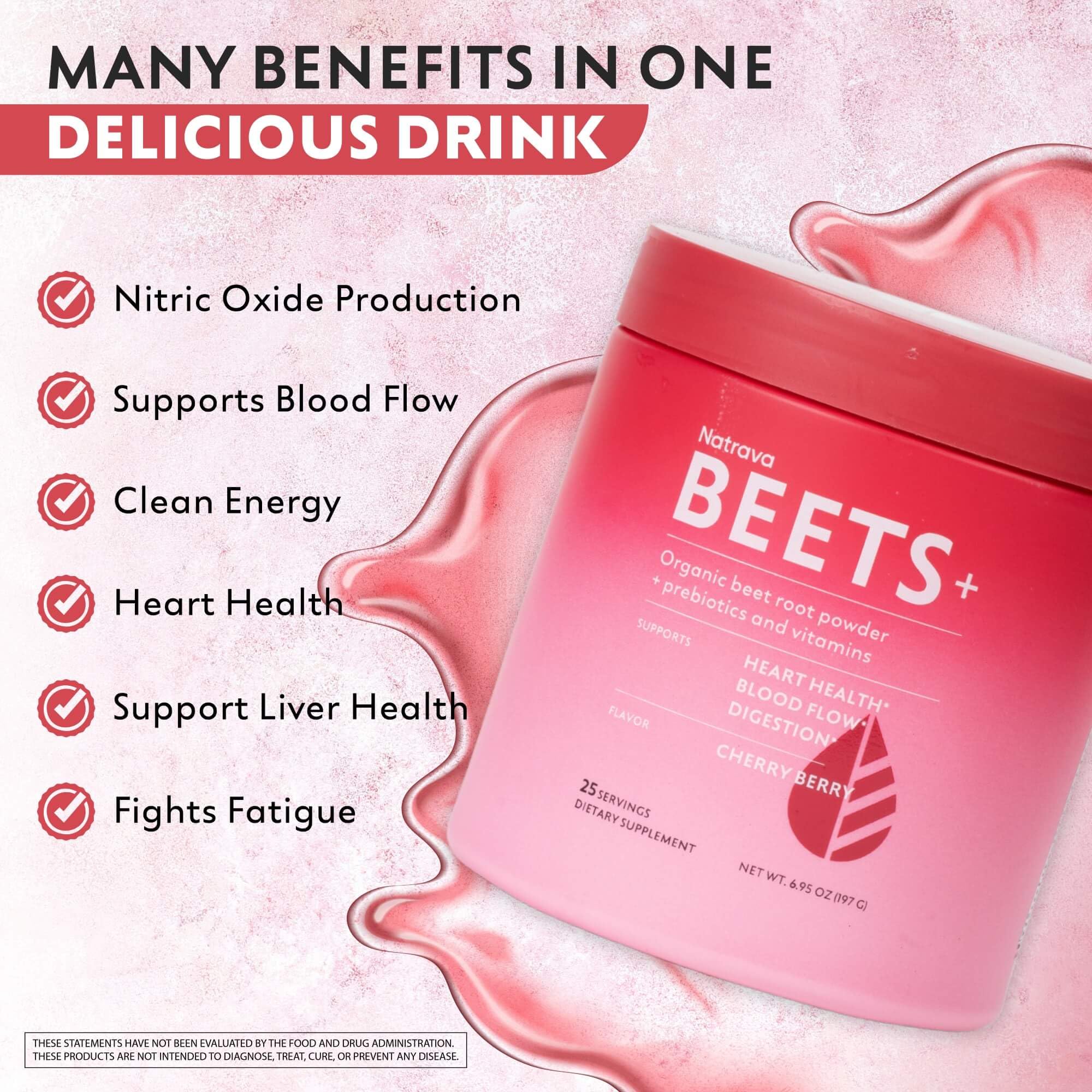 Natrava Beets+ Organic Beet Root Powder Blend Fortified with Vitamins & Prebiotics for Heart Healthy Energy & Nitric Oxide Production Natrava buy australia supplements