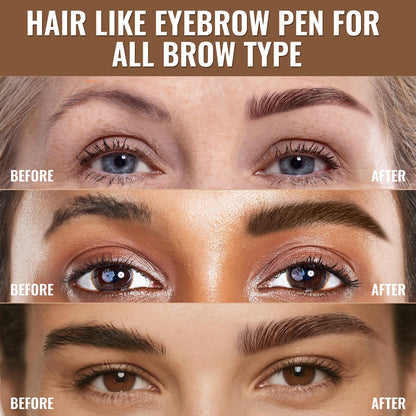 iMethod Eyebrow Pen - Eyebrow Pencil,2-in-1 Eyeliner Dual-Ended Brush-Tip Microblading 4d Eyebrow Pencils for women,Long Lasting Waterproof Hair-Like Brow Pencil,with Eyebrow Brush,DarkBrown iMethod