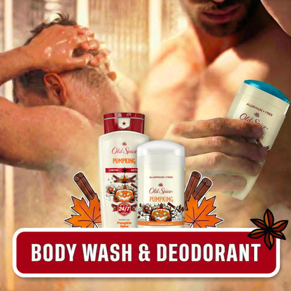 Old Spice Body Wash for Men, Fallidudes Edition, 24/7 Frightful Freshness, Long Lasting Cleanse & Refresh, Rich Lather, PumpKing Pumpkin Spice Scent, 16 oz Old Spice
