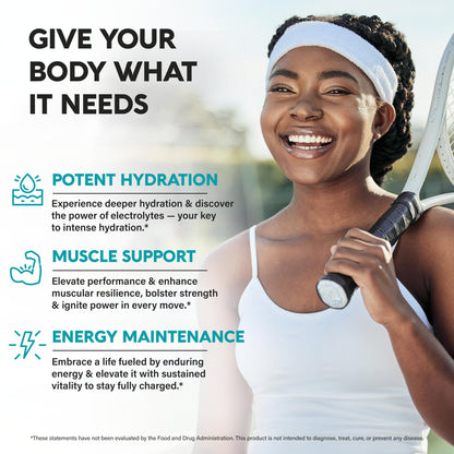 Electrolytes - Electrolyte Tablets with Magnesium, Sodium, Potassium, Chloride, Vitamins D3 & B6, Kelp Powder - Salt Pills - Made in USA NUTRAHARMONY