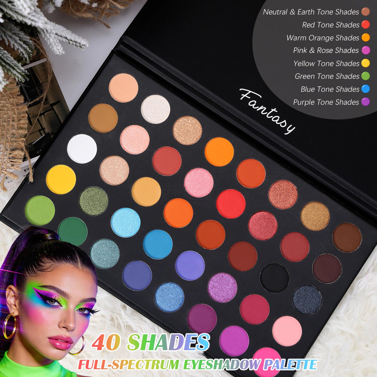 UCANBE Highly Pigmented Eye Makeup Palette, Matte Shimmer Metallic Eyeshadow Pallet Long Lasting Blendable Natural Colors Make Up Eye Shadows Cosmetics Gift Kit UCANBE