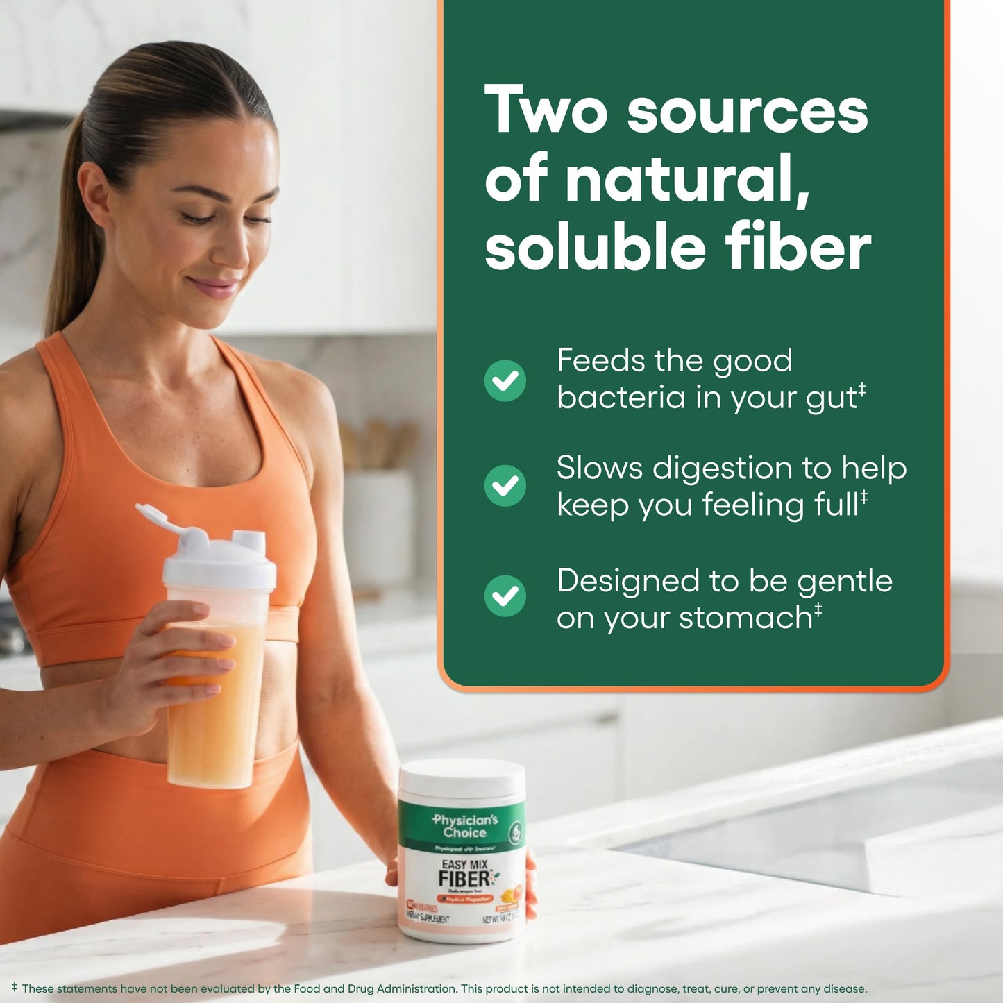 Physician's CHOICE Easy Mix Fiber for Digestive Health & Regularity - No Grit - Daily Prebiotic Soluble Fiber Powder Supplement Physician's CHOICE