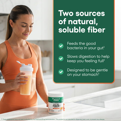 Physician's CHOICE Easy Mix Fiber for Digestive Health & Regularity - No Grit - Daily Prebiotic Soluble Fiber Powder Supplement Physician's CHOICE