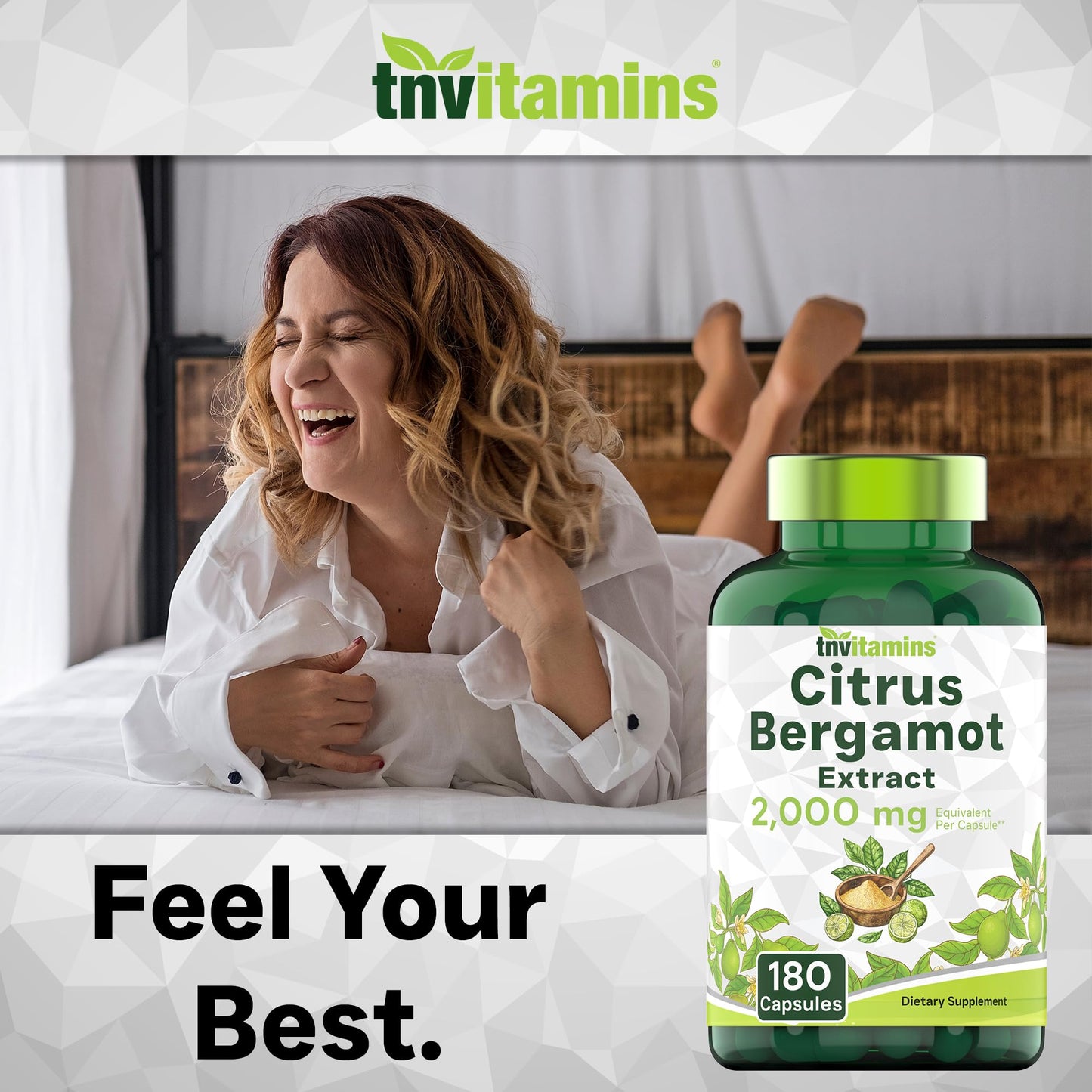 tnvitamins Citrus Bergamot 2000mg - 180 Capsules | Ultra Potent Citrus Bergamot Supplement 2000 mg Per 1 Capsule Serving tnvitamins