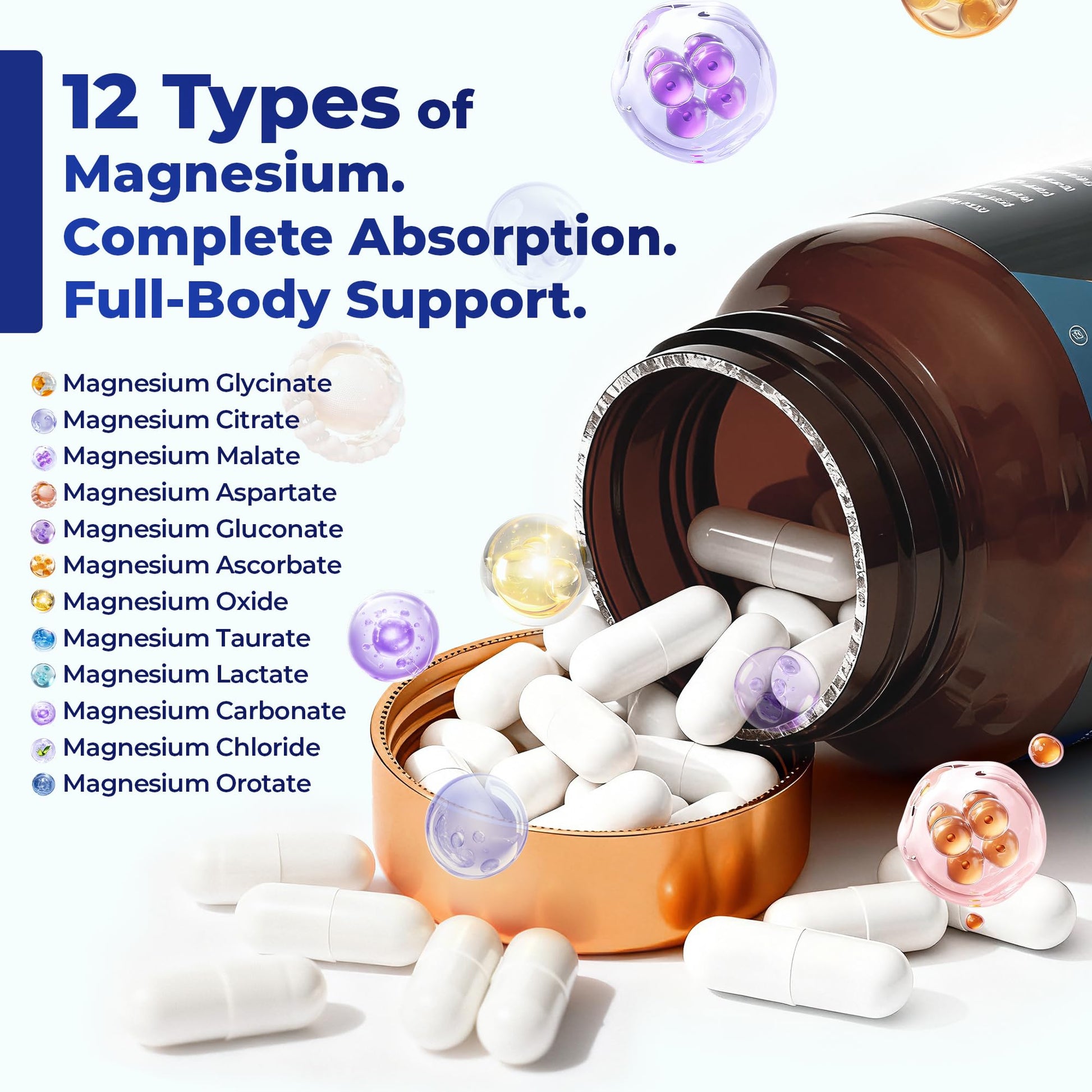 Magnesium Complex 700mg | 12-in-1 High Absorption Supplement | Glycinate, Citrate, Malate, Taurate & More | Sleep Support, Muscle Cramp Relief, Stress, Heart, Bone Vccvaa