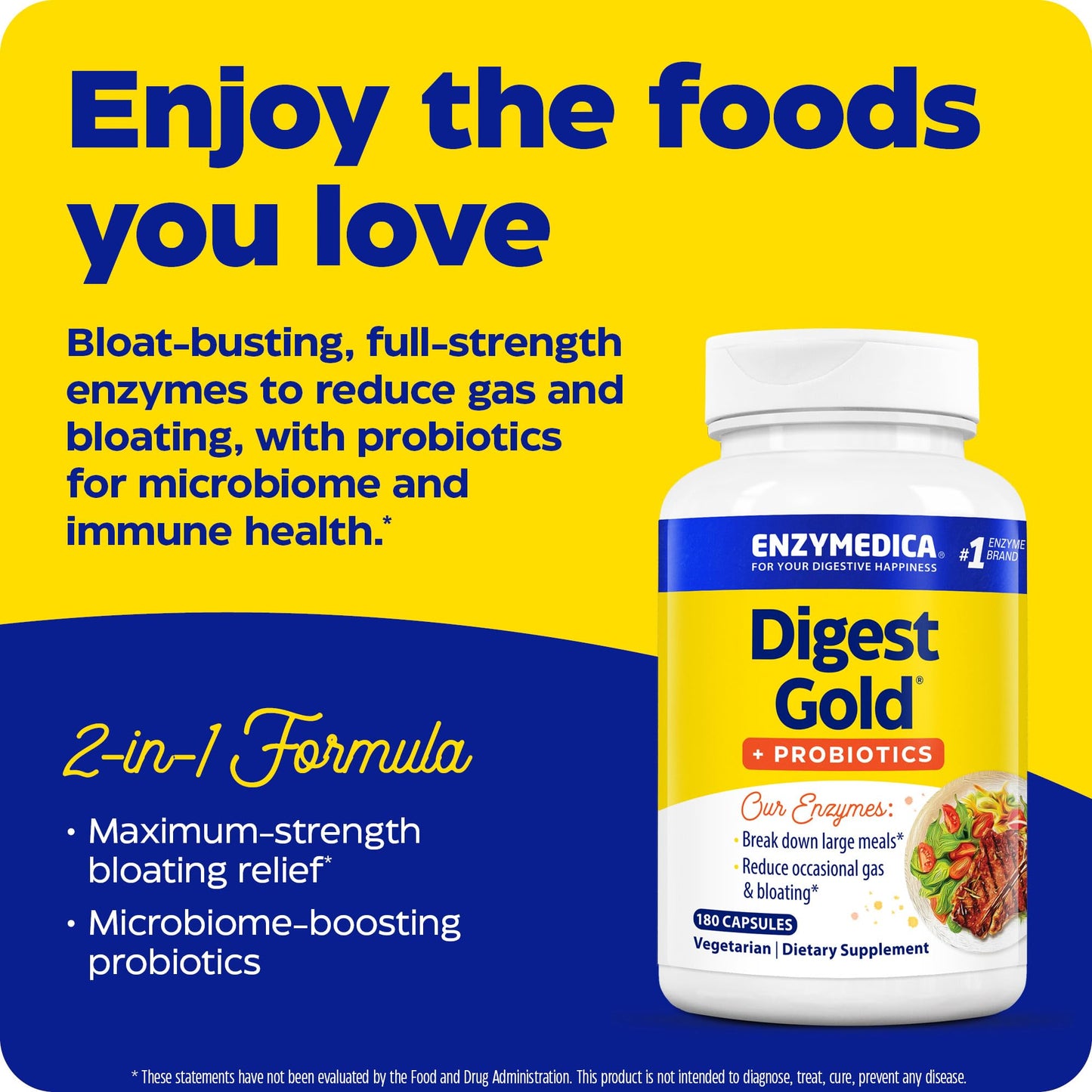 Enzymedica Digest Gold + Probiotics - Digestive Enzyme Supplement for Women & Men, Enzyme and Probiotic Capsules for Digestion, Gut Health Support, Helps Gas & Bloating, Vegetarian - 45 Caps Gsupps Australia