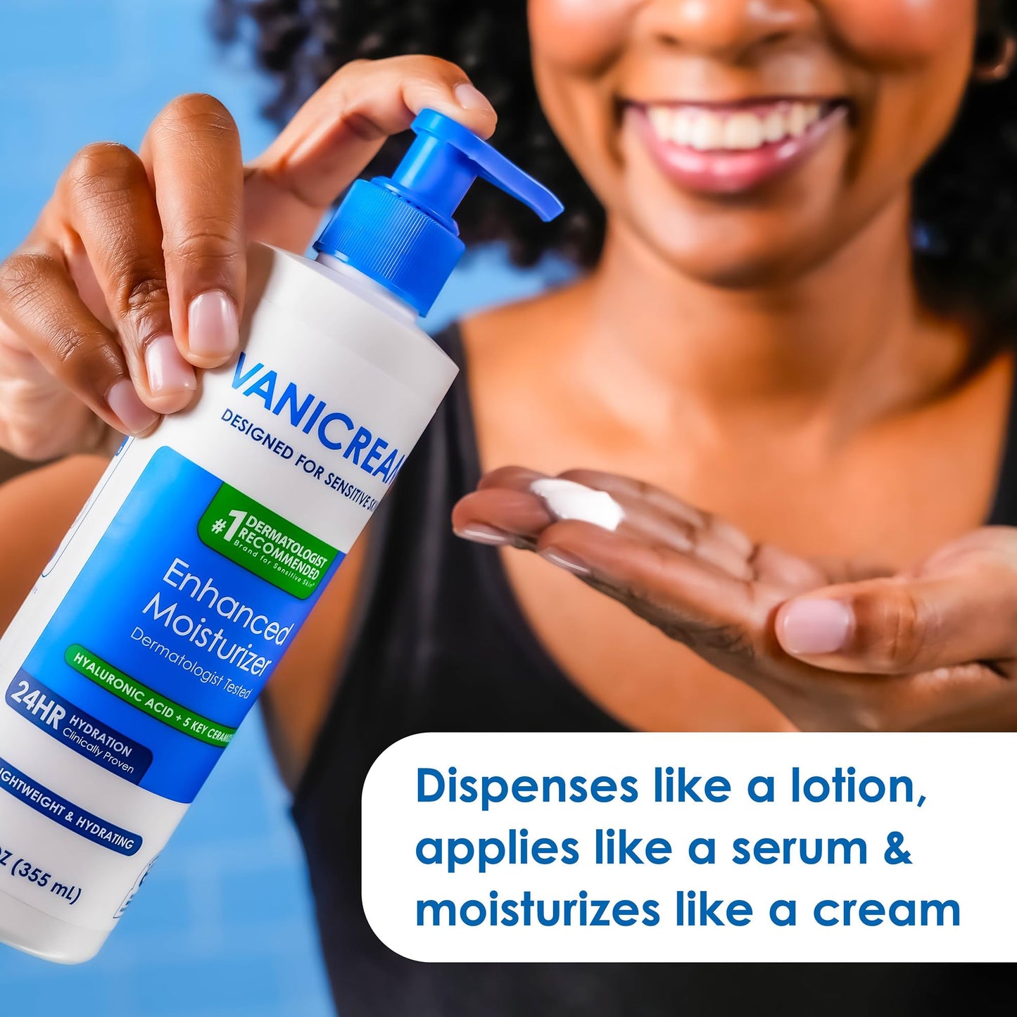 Vanicream Enhanced Moisturizer, 12 fl oz, Formulated without Common Irritants, Body Moisturizer, All-Day Hydration with Hyaluronic Acid Vanicream