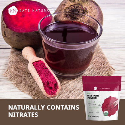 Kate Naturals Organic Beet Root Powder for Smoothies, Baking & Juice. Raw Beetroot Superfood & Natural Red Food Coloring Kate Naturals