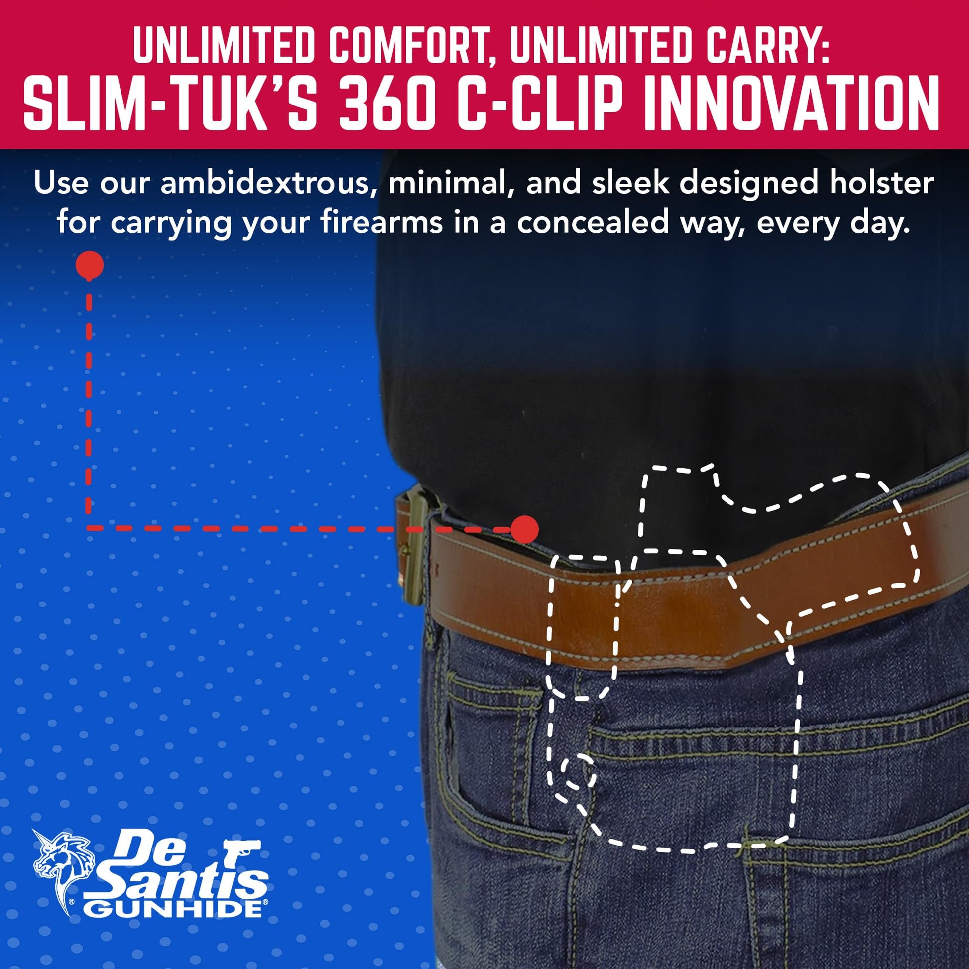 DeSantis Slim-Tuk - IWB Holster for Men and Women, Pistol Holster for Concealed Carry, Suitable for Appendix Wear, Ambidextrous, Made with Kydex, Adjustable Tension, Tuckable 360 C-Clip Gsupps Australia
