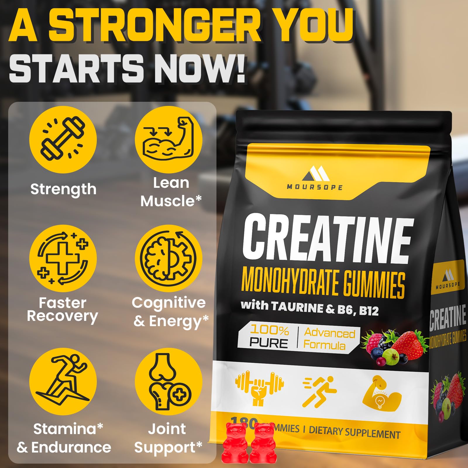 (180 Count) Creatine Monohydrate Gummies for Men & Women - Creatine Pre Workout Gummies for Muscle Builder, Muscle Strength, Recovery, Endurance, Energy, Moursope buy australia supplements