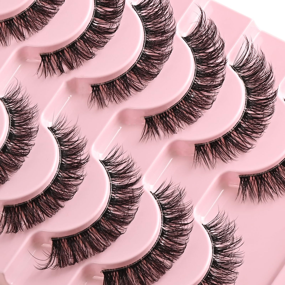 APCYUST Lashes False Wispy Eyelashes Natural Cat Eye Lash Strips 10 Pairs Fake Mink Eyelash Pack 9-14mm Natural Look Fluffy Strip Lashes Clear Band Easy Eyelashes for Beginners with Cluster Looking APCYUST