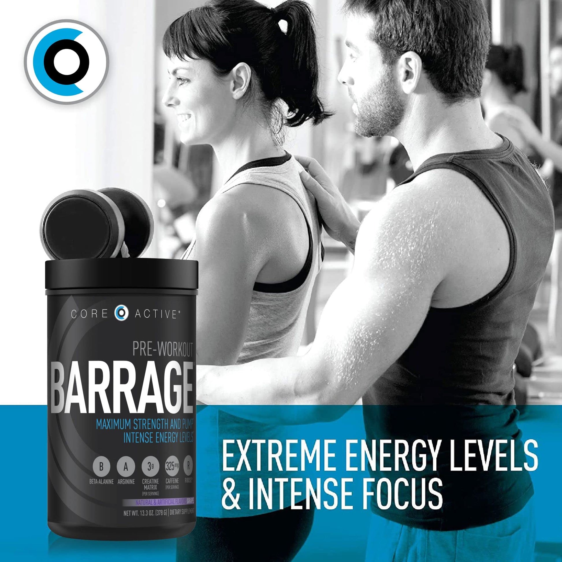 (CORE)ACTIVE Barrage Pre Workout Powder - Preworkout for Women & Men, Creatine (CORE)ACTIVE buy australia supplements