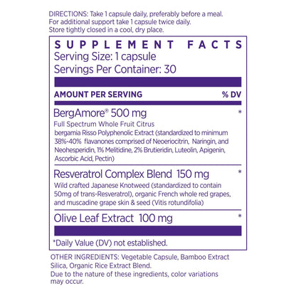 NAOMI Italian Citrus Bergamot 500mg + Resveratrol, Award-Winning Cardiologist Dvlpd, Supports Normal Cholesterol & Healthy Cellular Function, 7 Key Polyphenols NAOMI
