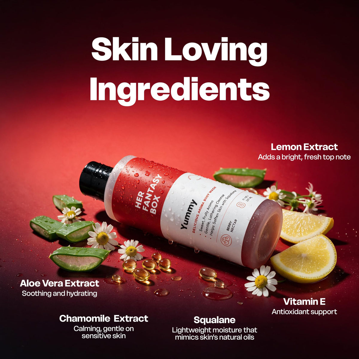 Her Fantasy Box Yummy | Body Wash - Indulgent, Luxurious Body Wash for Deep Cleansing, Moisturizing, and Nourishing Skin - Refreshing Scent for All Skin Types - 8 oz Her Fantasy Box