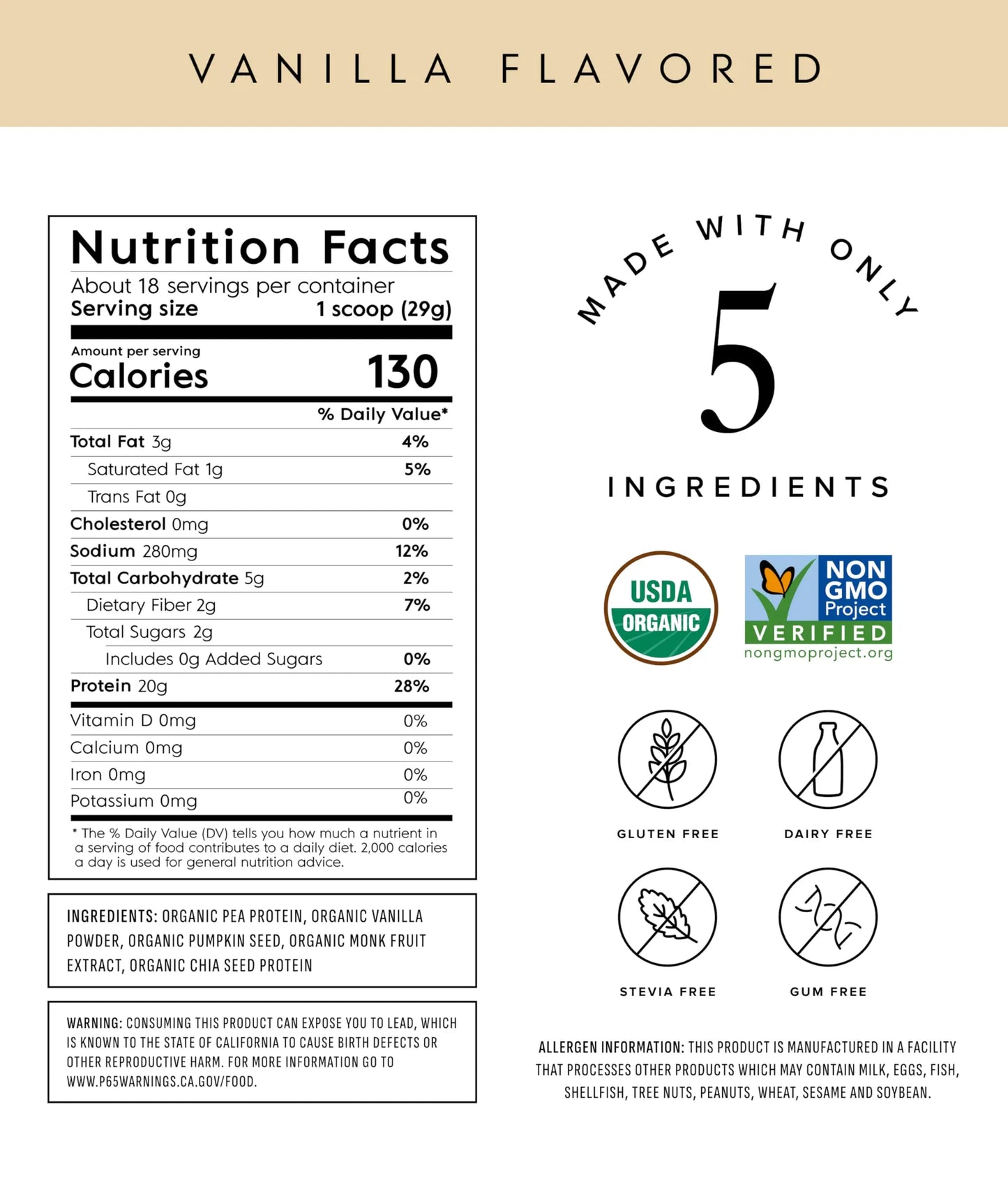 Truvani Organic Plant Based Protein Powder | Vanilla | 20g Pea Protein | 18 Servings | Vegan & Keto | Gluten & Dairy Free | Low Carb | No Added Sugar Truvani