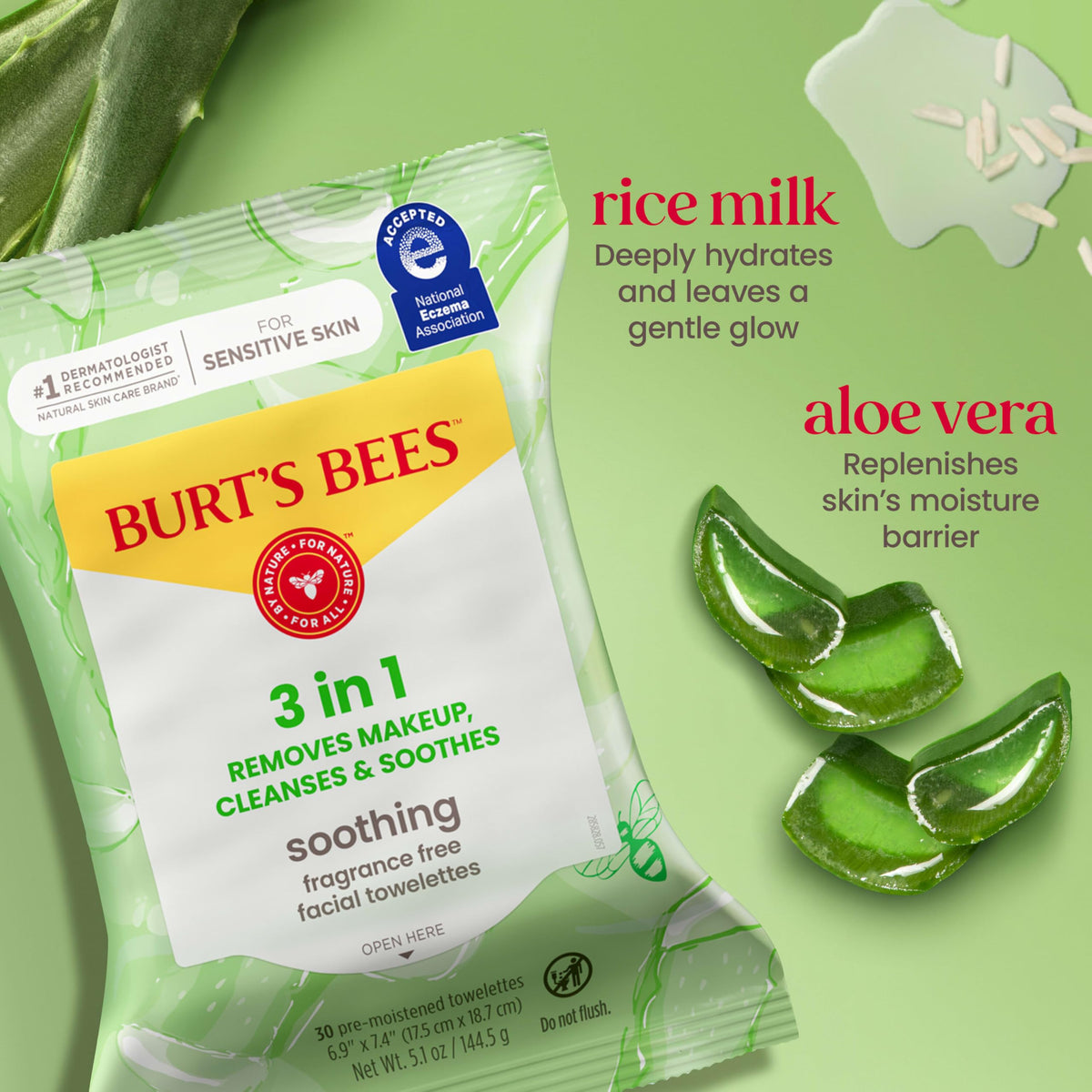 Burt's Bees Soothing Fragrance Free Facial Towelettes, 30 ct., Burt's Bees