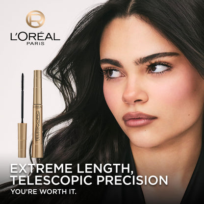 L’Oreal Paris Makeup Original Telescopic Mascara, Separating Mascara Volume and Length Formula, Washable, Blackest Black, 0.27 Fl Oz., 1 Count L'Oreal Paris