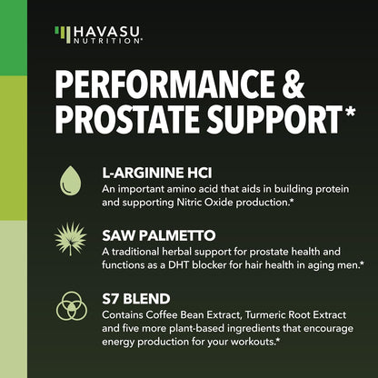 L-Arginine with Saw Palmetto for Men Capsules, Vegan, Non-GMO, 30 Servings | Vegan, Non-GMO Nitric Oxide and Prostate Health Supplements for Men, Endurance and Urinary Tract Function Support Gsupps Australia