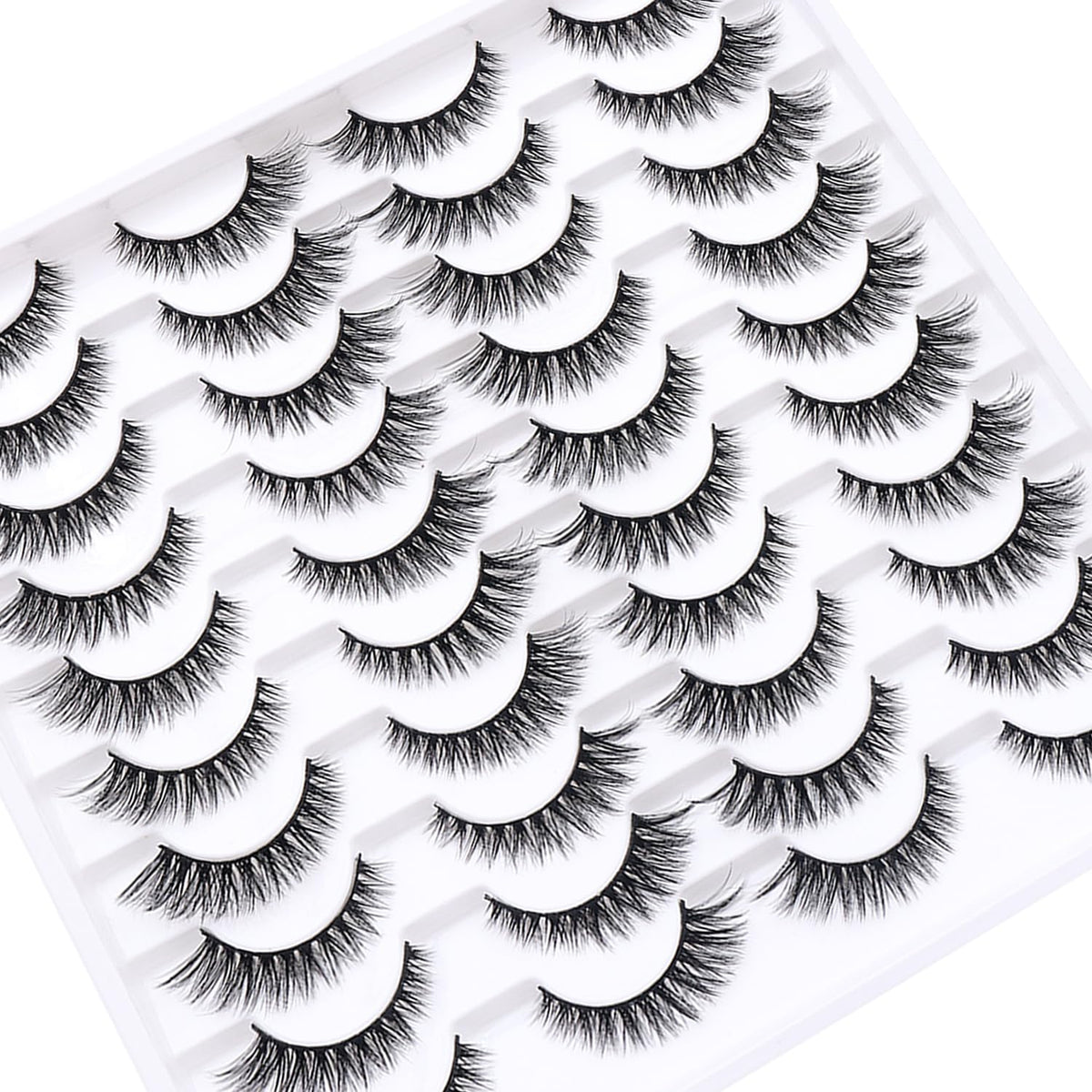 Azenlo False Eyelashes 20 Pairs Wispy Lashes Faux Mink Lashes 14mm 3D Fluffy Cat Eye Lashes （style 20-061) Azenlo