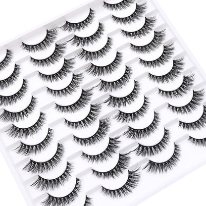 Azenlo False Eyelashes 20 Pairs Wispy Lashes Faux Mink Lashes 14mm 3D Fluffy Cat Eye Lashes （style 20-061) Azenlo