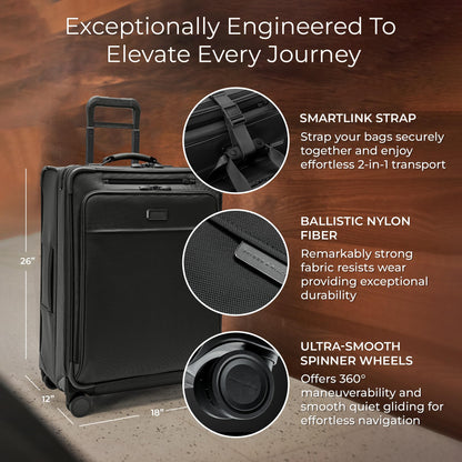 Briggs & Riley Essential 22" Carry On Expandable Spinner - Luggage for Travel, Suitcases with Wheels, Softside Rolling Bag for Men & Women, Self-Repairing Zipper - Baseline Collection, Black Gsupps Australia