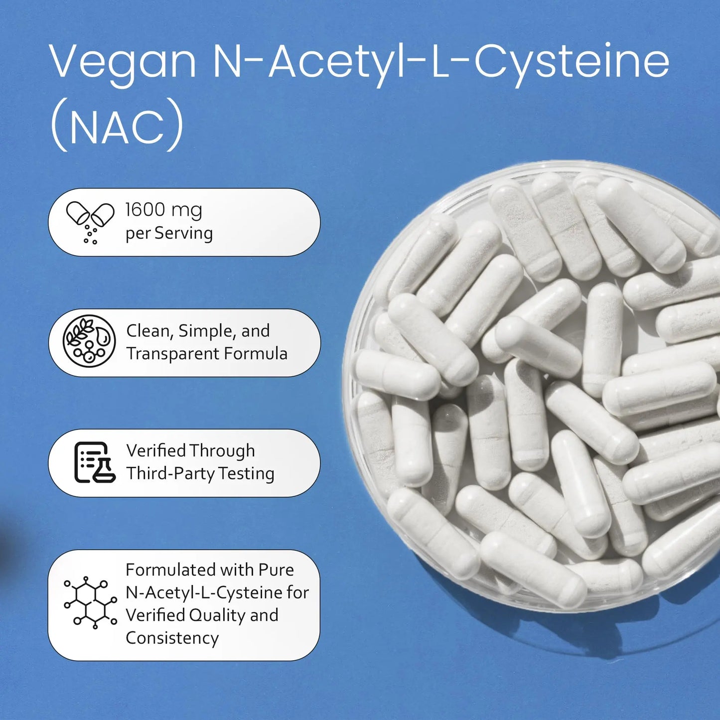 NaturaLife Labs N-Acetyl-L-Cysteine (NAC) 1600 mg – 100 Capsules - Vegan, Non-GMO & Gluten-Free NaturaLife Labs