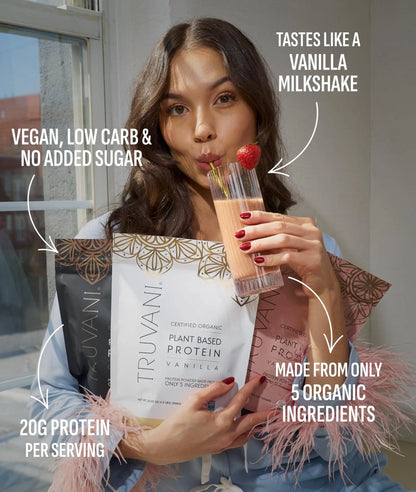 Truvani Organic Plant Based Protein Powder | Vanilla | 20g Pea Protein | 18 Servings | Vegan & Keto | Gluten & Dairy Free | Low Carb | No Added Sugar Truvani
